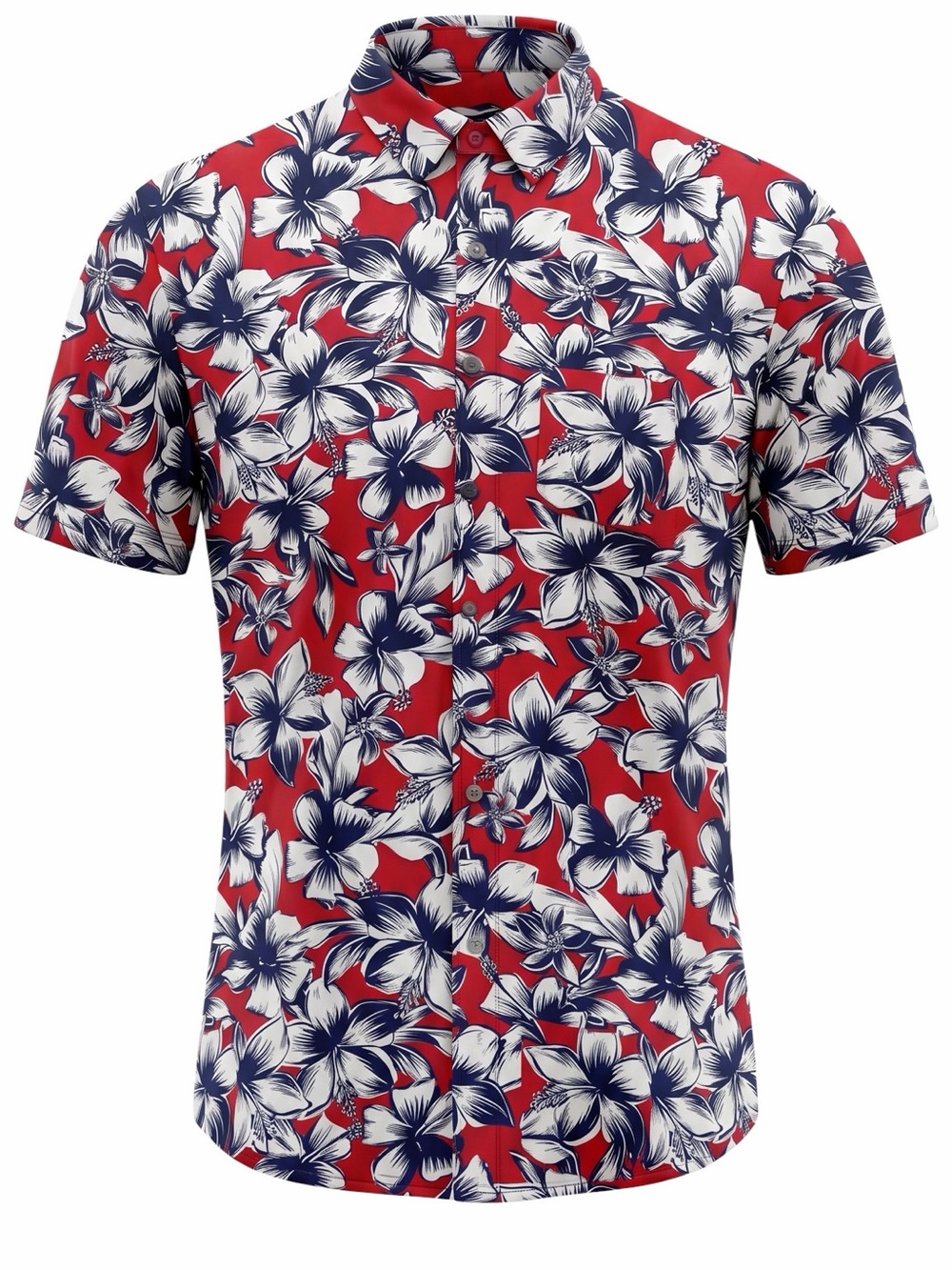 Floral Red and White Men's Shirt